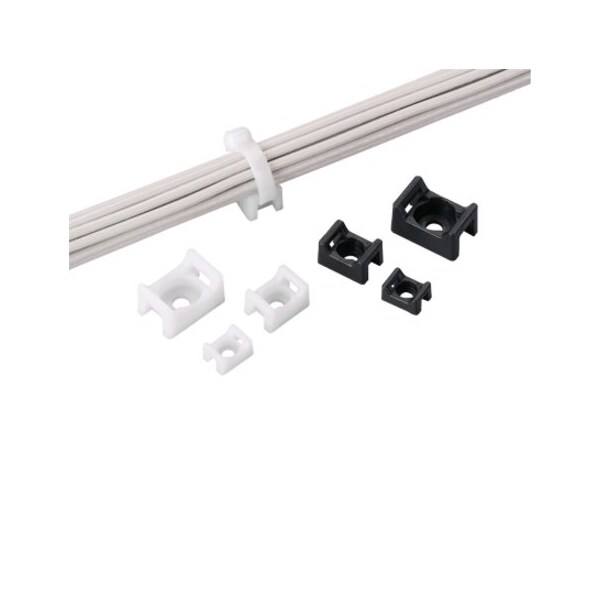 33/64" L, 5/16" W, Black Plastic Cable Tie Mount, Indoor/Outdoor: Outdoor, PK1000